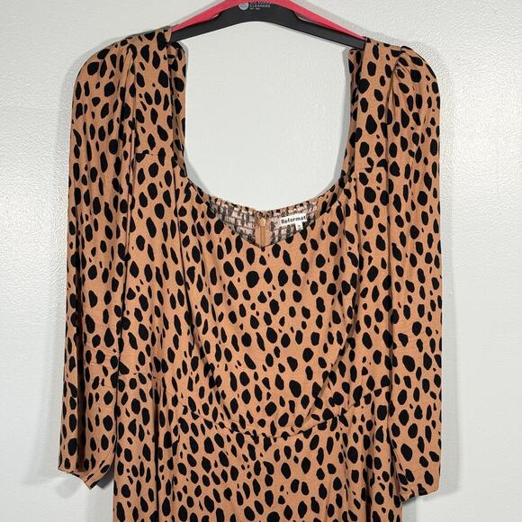 Reformation Mara Maxi Dress Bobcat Leopard Women's Plus 16 - Picture 3 of 11
